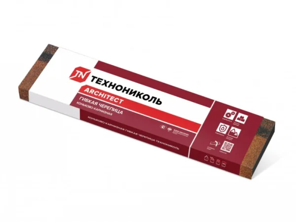 ТЕХНОНИКОЛЬ Гибкая черепица, коньково-карнизная, Коричневый оптима 4К4Е21-1200RUS (упак 5м2) 42249