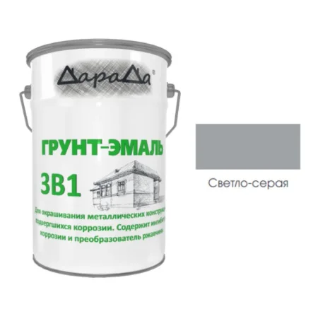 Грунт-эмаль 3в1 по ржавчине ДараДа ГОСТ светло-серый 22кг