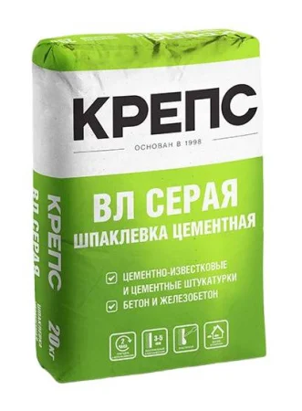 Шпаклевка цементная Крепс ВЛ 20кг серая Шпаклевка цементная Крепс ВЛ 20кг серая