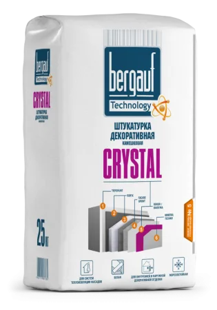 Штукатурка CRYSTAL декоративная камешковая зерно 2 мм 25 кг  1 56  Bergauf