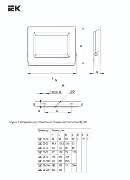 Светодиодный прожектор 50Вт 6500К черный LPDO601-50-65-K02 IEK Светодиодный прожектор 50Вт 6500К черный LPDO601-50-65-K02 IEK