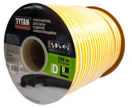 Уплотнитель для окон и дверей Tytan Professional D 100m x 9mm x 7,5mm Белый (91454) *1/8