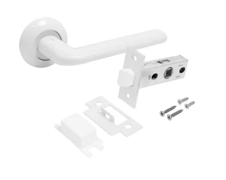 Комплект ручка+защелка АЛЛЮР АРТ  ПОЛО  W+L45-8 W (15110 S45) матовый белый  20