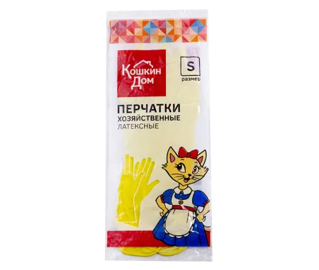 Перчатки резиновые S желтые Кошкин Дом (30-05-001) *1/24