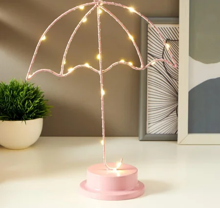 Светильник-ночник  Зонтик  LED 3хАА 10х22,5х31,5см розовый 5138440 (Risalux)  1