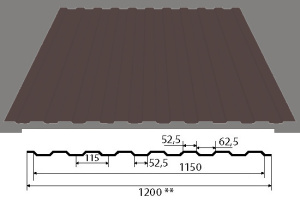 Профлист С-8 1200х3000х0,40мм RAL8017 коричневый (3,6м²)