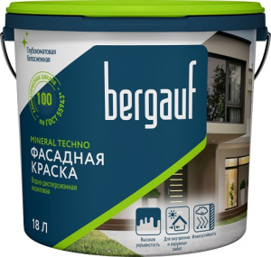 Краска акрилатная фасадная Mineral Techno всесезонная 18л База А 63416 (Bergauf) *24