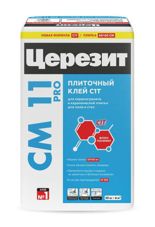 Клей для плитки и керамогранита Церезит СМ 11 Pro C1 25 кг 