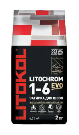 Затирка для швов Litokol Litochrom 1-6 EVO LE 120 Жемчужено-серый 2 кг